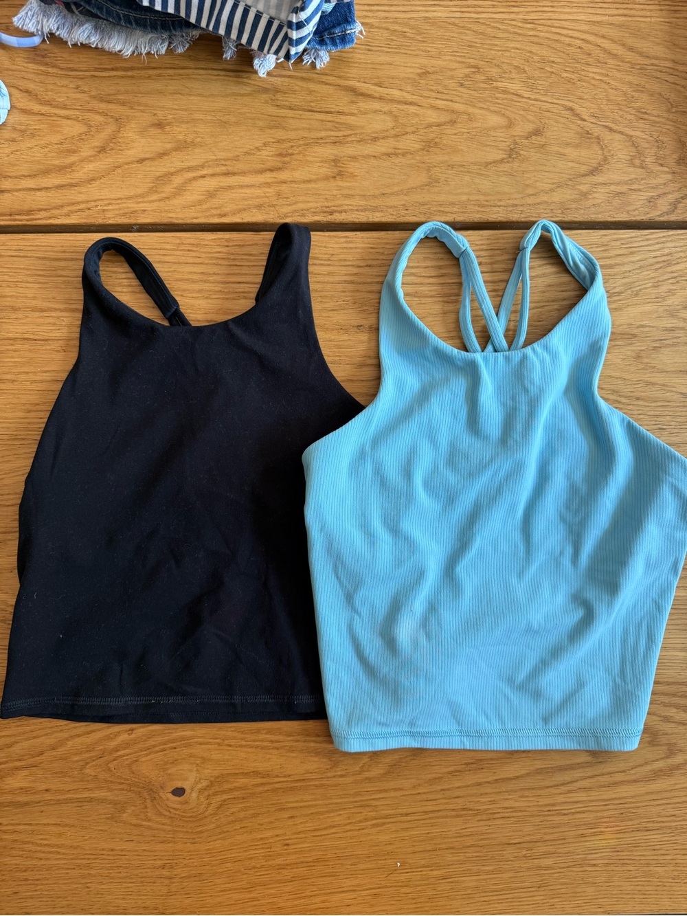 all in motion Bright Blue Ribbed Cropped Tank Top girls size 8 set of 2